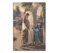 Poster Jésus Christ Dieu Religion Fille Donne des fleurs à Jésus Toile Art Décoration murale Poster Impression Peinture Cadeau Poster