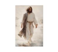 Poster Jésus marchant sur l'eau - Impression d'art de la Bible chrétienne - Décoration murale pour la maison et le bureau