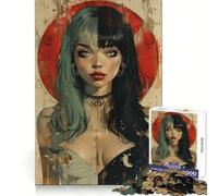 Poster Jeune Fille Gothique, Puzzle de 1000 Pièces pour Adolescents, Développement Cérébral, Détente, Nettoyage, Assemblage, Cadeau de Noël Chaleureux (50x75cm)