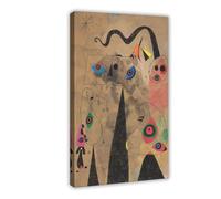 Poster Joan-Mirós Le serpent coquelicot traînant à travers un champ de violettes peuplé de lézards en deuil - Toile décorative pour chambre à coucher, bureau, chambre à coucher, cadeau - 30 x 45 cm