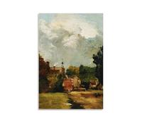 Poster John Constable Masterpiece d'église East Bergholt - Impression sur toile - Photo - Peintures - Décoration d'intérieur - 60 x 90 cm