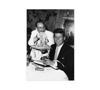 Poster John F. Kennedy Ate Spaghetti sur toile - Décoration murale pour salon, chambre à coucher - 40 x 60 cm