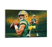 Poster Jordan Love - Légende du monde du football américain - Impression sur toile pour albums de musique et films - Peinture décorative pour salon, chambre à coucher - 30 x 45 cm - Style cadre