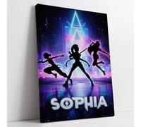 Poster K-pop prénom néon guerrières musique coréenne - Cadeau personnalisé | Impression décorative où le prénom prend place sur un univers K-pop au néon, prête à afficher