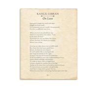 poster Kahlil Gibran “On Love” from The Prophet, Vintage Inspired Canvas Art, Framed Literary Decor for Romantic & Philosophical Homes(Unframed,08x12inch(20x30cm))