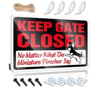 Poster « Keep Gate Closed No Matter What The Miniature Pinscher Say Crazy » - Cadeau de Saint-Valentin - Décoration murale à suspendre (20 x 30 cm)