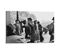 Poster « Kiss in Front of The City Hall » - Impression sur toile pour salon, chambre à coucher - Style peinture avec cadre - 40 x 60 cm