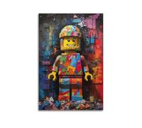 Poster Lego Man Pop Art décoratif sur toile pour chambre à coucher (60 x 90 cm)