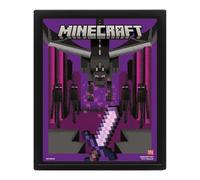 Poster lenticulaire Minecraft - Art mural officiel 3D Minecraft avec scènes emblématiques, impression lenticulaire, parfait pour les joueurs, les enfants ou les collectionneurs, idéal pour la