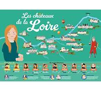 POSTER - LES CHATEAUX DE LA LOIRE AVEC FRISE DES ROIS DE LA RENAISSANCE ET LES FEMMES INFLUENTES DE LA PERIODE (50 CM X 68 CM)