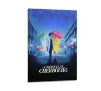 Poster Les parapluies de Cherbourg - Impression élégante - Décoration murale vintage - Impression sur toile décorative - Pour salon, chambre à coucher - 50 x 75 cm - Style cadre