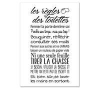 Poster Les Règles des Toilettes - Affiche Règlement WC - Humour - Blanc Brillant - 21 x 30 cm - Papier Non Adhésif