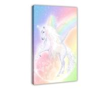 Poster licorne 13 sur toile - Décoration murale pour salon, chambre à coucher - Cadre : 30 x 45 cm