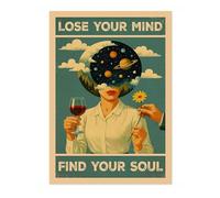 Poster « Lose Your Mind, Find Your Soul II » - Imprimé animal rétro pour salle de bain - Art mural comédie sur les toilettes - Format A3 (impression uniquement) - 42 x 29,7 cm