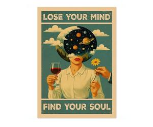 Poster « Lose Your Mind, Find Your Soul II » - Imprimé animal rétro pour salle de bain - Art mural comédie sur les toilettes - Format A3 (impression uniquement) - 42 x 29,7 cm