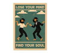Poster « Lose Your Mind, Find Your Soul » - Impression rétro pour salle de bain - Art mural comédie de toilettes - Format A3 (impression uniquement) - 42 x 29,7 cm