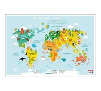 Poster - Ma première carte du Monde - 52 x 76 cm - Décoration murale - Animaux - Enfant