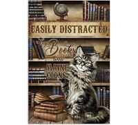 Poster Maine Coon Cat Facilement Distrait - Décoration murale - 20,3 x 30,5 cm