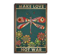 Poster « Make Love Not War » - Décoration murale colorée pour décoration d'intérieur, pendaison de crémaillère, mouche, affiche décorative sur toile pour salon, chambre à coucher (30 x 45 cm)