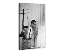 Poster Malcolm X sur toile - Décoration murale - Pour salon, chambre à coucher - Style cadre - 30 x 45 cm
