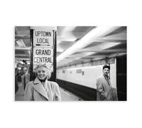 Poster Marilyn Monroe, Grand Central Station (1955) - Noir et blanc - Impression photographique - Impression sur toile de qualité musée - Décoration de chambre à coucher, bureau, chambre