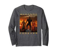 Poster Marvel Black Panther Wakanda Forever Manche Longue, Unisexe pour Adultes, Chiné Foncé, XL