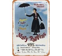 Poster Mary Poppins (1964) - Décoration murale rétro en métal - 20,3 x 30,5 cm
