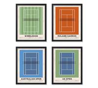 Poster Master Poster de sport 4 pièces - Impression de tennis - Art mural - Grand Chelem et US Open Art - Décoration de salle de sport ou de bureau - 28 x 35,6 cm sans cadre