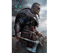 Poster maxi imprimé Assassins Creed Valhalla Kampf - Games - Dimensions : 61 x 91,5 cm + 2 barres d'affiche en plastique de 62 cm - Noir