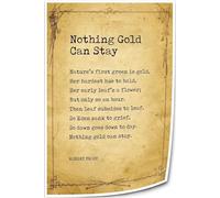 poster Meaningful Home Decor: Nothing Gold Can Stay Poem Print - Robert Frost Wall Art, Thoughtful Gift for Graduation, Writers, Readers(Framed,08x12inch(20x30cm))