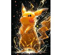 Poster Métallique Pikachu, 30 cm x 42 cm, avec Aimant Mural, Design Pokémon