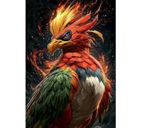 Poster Métallique Pokémon Ho-Oh, 30 cm x 42 cm, avec Aimant Mural, Design Arc-en-ciel