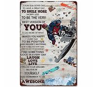 Poster métallique « Skateboard Boy » - Décoration murale - Décoration de club - Plaque métallique - Décoration intérieure - Style rétro - « Aujourd'hui est une bonne journée » - Décoration de chamb