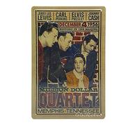 Poster Million Dollar Quartet d'Elvis Presley Johnny Cash, plaque en métal rétro en relief, plaque décorative murale 30,5 x 20,3 cm, marque en aluminium, peinture sur fer