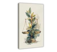 Poster minimaliste sur toile aquarelle fleurs justice balance décoration chambre bureau chambre cadeau 40 x 60 cm