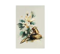 Poster minimaliste sur toile motif fleurs aquarelle justice (1) pour décoration de chambre à coucher, bureau, chambre, cadeau 60 x 90 cm