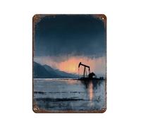 Poster moderne en métal avec pompe à huile - Décoration murale - 30 x 40 cm