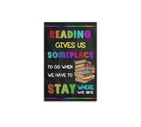 poster Motivational Reading Posters, Comprehension Skills Chart, Reading Gives Us Bulletin Board Decor for All Grades(Framed,16x24inch(40x60cm))