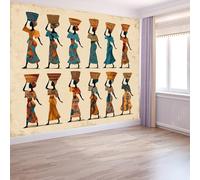 Poster Mural 3D Bohême 300 X 210 Cm Femme Traditionnelle Africaine Papier Peint Panoramique Beigetapisserie Photo Peinture Murale Pour Salon Chambre À Coucher - Moderne Décoration Poster Tableaux