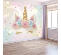 Poster Mural 3D Dessins Animés Animaux 400 X 280 Cm Fleurs Licornes Arcs En Ciel Papier Peint Panoramique Multicolorephoto Peinture Murale Pour Chambre À Coucher - Moderne Décoration Poster Tableaux