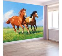 Poster Mural 3D La Nature Les Animaux 350 X 256 Cm Campagne Chevaux Prairies Papier Peint Panoramique Bleuphoto Peinture Murale Pour Salon Chambre À Coucher - Moderne Décoration Poster Tableaux