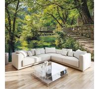 Poster Mural 3D Style Art Déco 300 X 210 Cm Forêt Ruisseau Quai Papier Peint Panoramique Verttapisserie Photo Peinture Murale Pour Salon Chambre À Coucher - Moderne Décoration Poster Tableaux