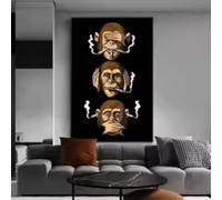 Poster mural abstrait classique humoristique humoristique singe fumant HD Poster sur toile Décoration d'intérieur Chambre 80 x 120 cm Sans cadre