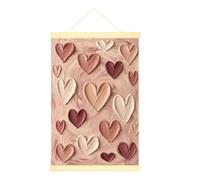 Poster mural abstrait moderne à suspendre avec cœurs et texture tourbillons d'amour, pêche, décoration murale pour cuisine, salle de bain, cabine 40,6 x 61 cm