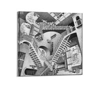 Poster mural abstrait relativité par M.C. Escher - Surréalisme - Décoration murale vintage - 30 x 30 cm