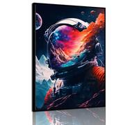 Poster mural abstrait rétro astronaute - Image colorée - Peinture spatiale - Surréalisme planètes, cosmos, montagnes et rivières - Décoration sur toile pour chambre de garçon - Sans cadre (astronaute,