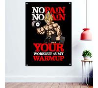 Poster mural avec citation « No Pain No Gain Your Workout Is My Warm » 96 x 144 cm