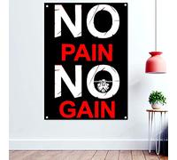Poster mural avec inscription « No Pain No Gain » pour entraînement, fitness, gym, motivation, art mural, bannière, décoration murale, 96 x 144 cm
