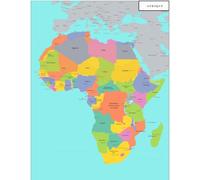 Poster mural carte de l'Afrique en Français avec Pays et Capitales - Format A2 (59 × 42 cm) - Affiche Géographie Éducative - Décoration Murale École ureau