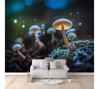 Poster mural chambre Champignons naturels, Papier peint Champignons fantastiques 450x315cm Fond mural complet fresque murale moderne art murale 3D salon chambre enfant décoration facile à poser